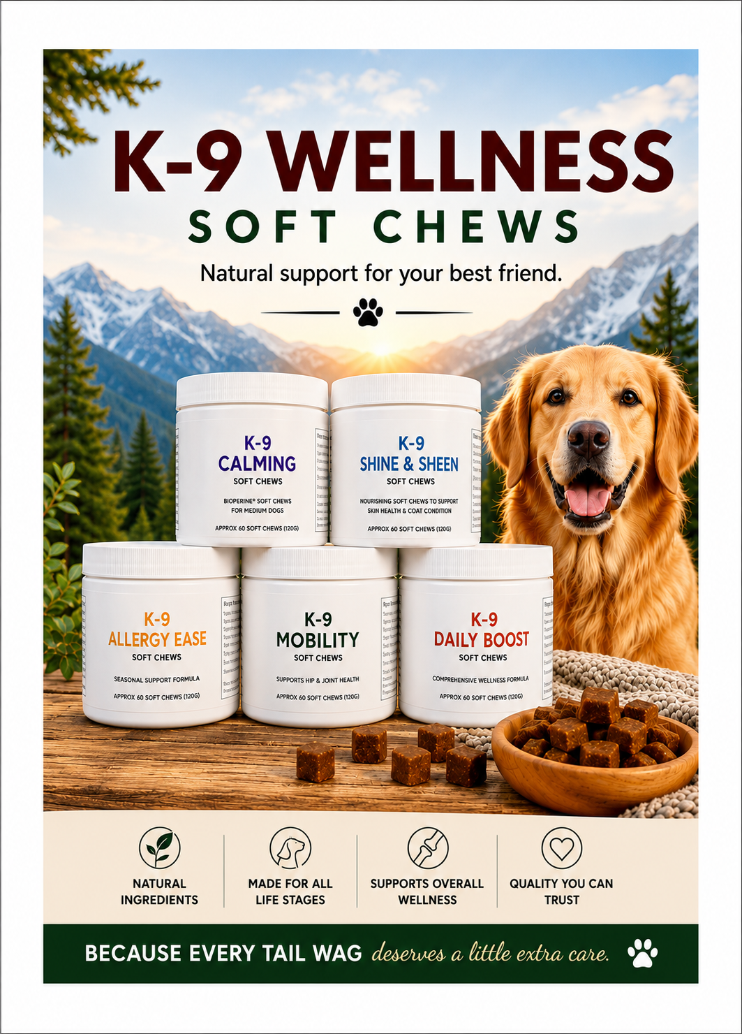 Mountain Lodge K-9 Allergy Ease Soft Chews – Probiotic & Colostrum