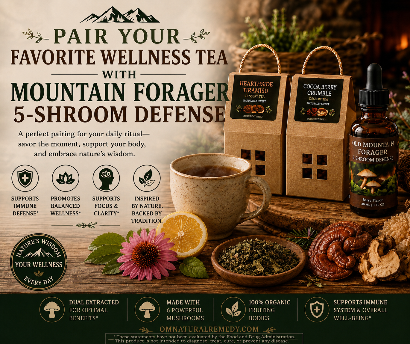 Old Mountain Forager 5-Shroom Defense Mushroom Tincture – Berry Flavor
