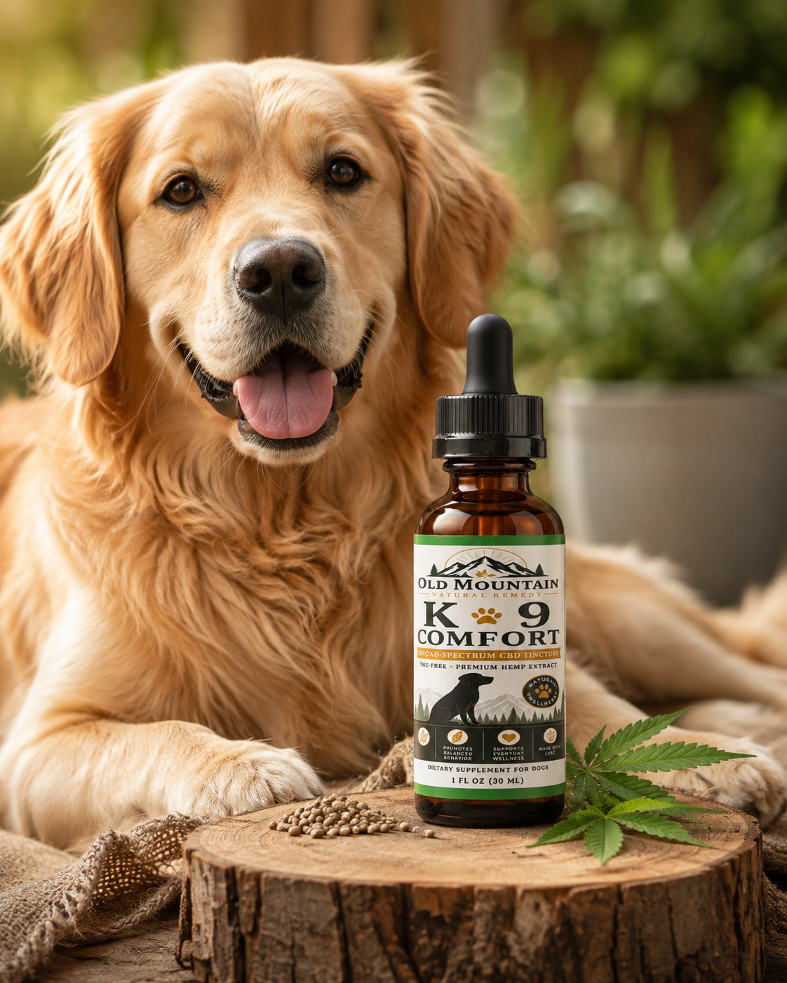 Old Mountain K-9 Comfort Broad-Spectrum CBD Oil for Dogs – 1000mg