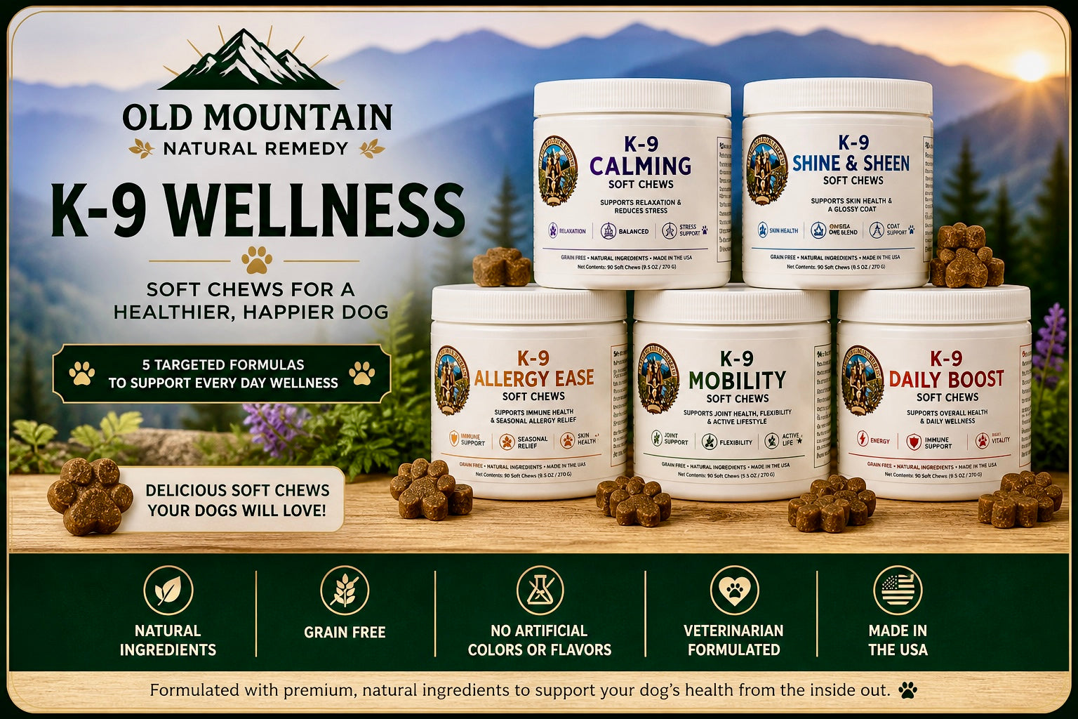Mountain Lodge K-9 Allergy Ease Soft Chews – Probiotic & Colostrum