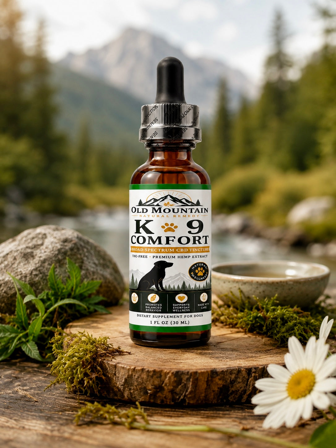 Old Mountain K-9 Comfort Broad-Spectrum CBD Oil for Dogs – 1000mg