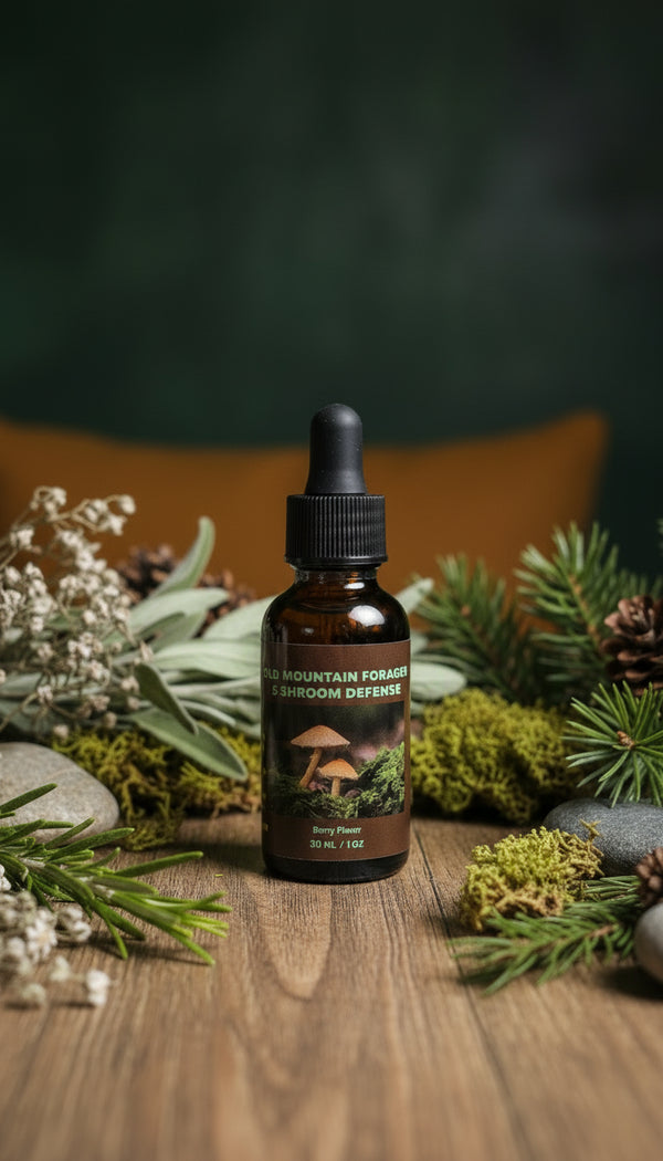 Old Mountain Forager 5-Shroom Defense Mushroom Tincture – Berry Flavor